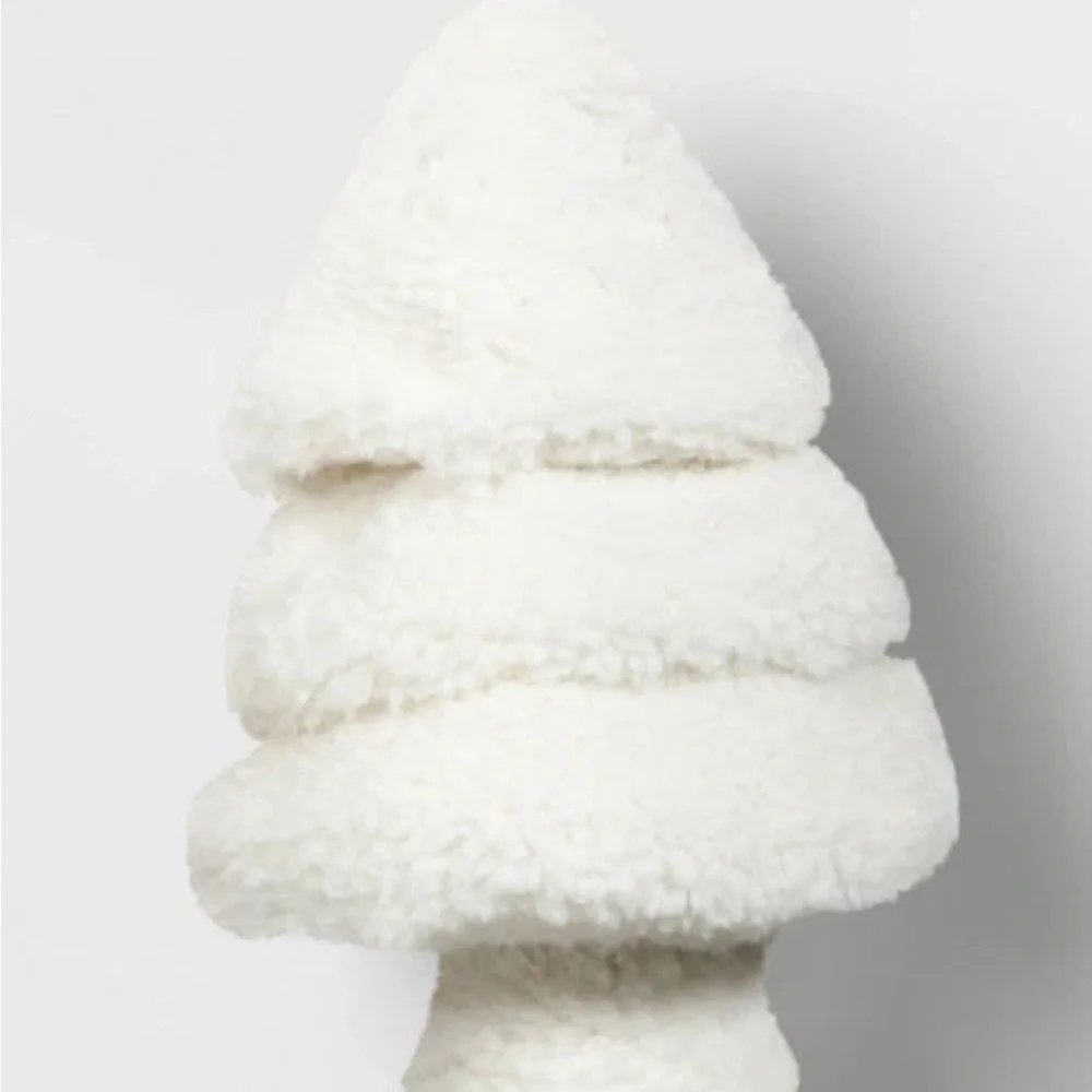 Threshold Faux Shearling Sherpa Tree Shaped Throw Pillow White Plush Christmas